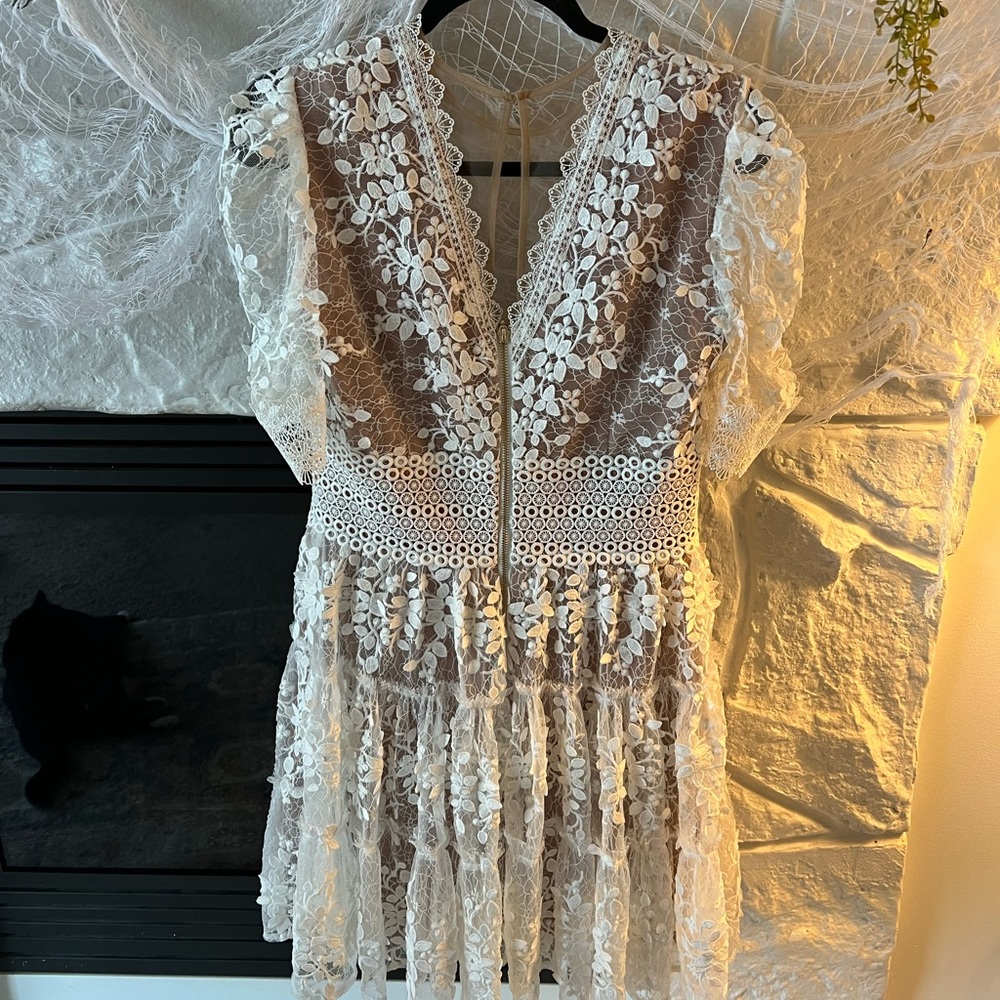 Bronx and Banco White Lace Mini Dress - Picture 10 of 16